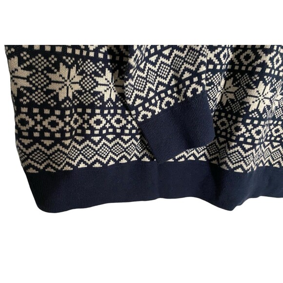 H&M Sweater Navy Fair Isle Nordic Cotton Crew Neck Long Sleeve Pullover - Picture 9 of 9